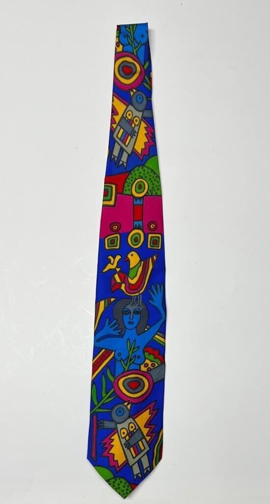 Image 1 of Guillaume Corneille (1922-2010) Cravatta: Donna e uccelli 1996