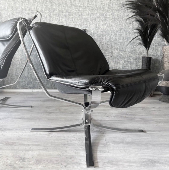 Image 1 of Vintage Falcon loungestoel – Sigurd Resell – Chroom
