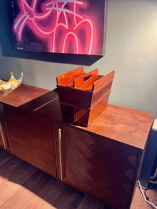 Vintage! Mid - Century magazine rack from the 1950s. Handmade from oak by the Libra Company in England.