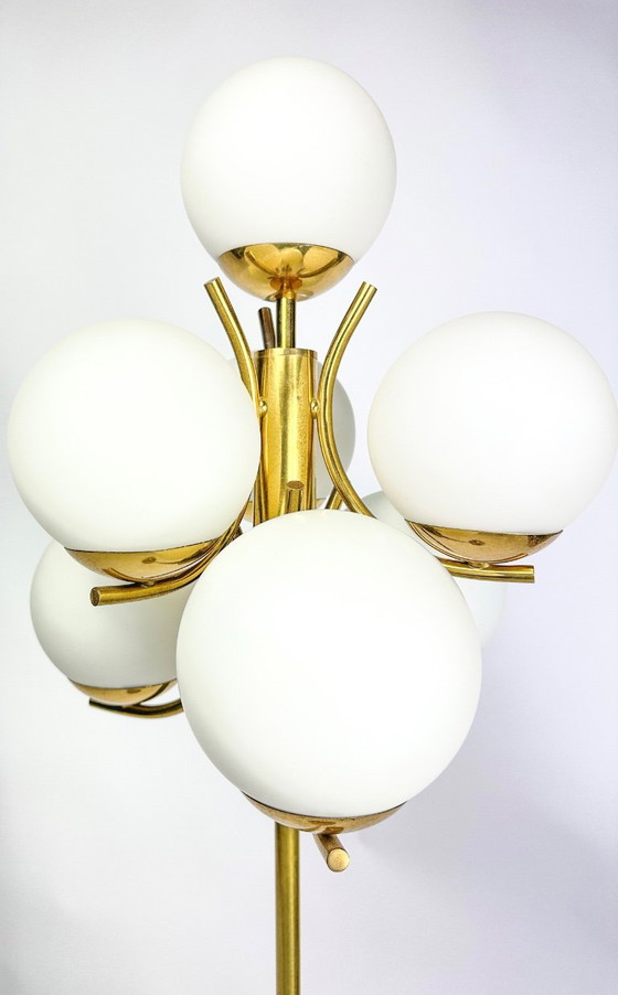 Lampadaire Sputnik vintage Richard Essig, Verre, Métal, Doré (photo 4 sur 16)