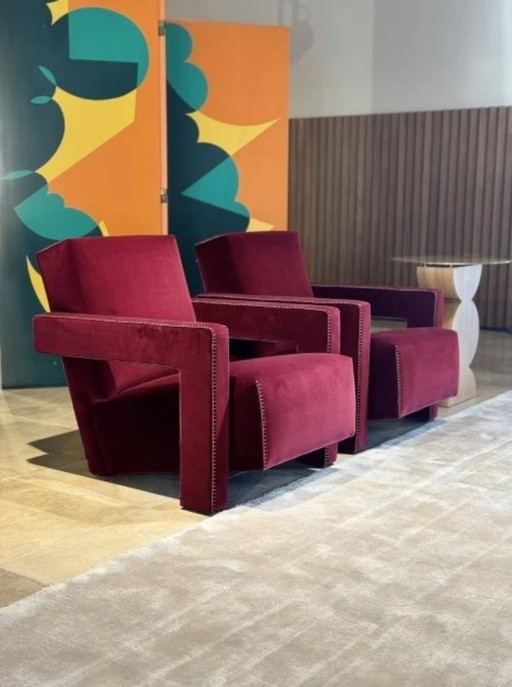 Poltrona Cassina One 637 Utrecht (NUOVO-MAI USATO) In Vinaccia B /Bordeaux