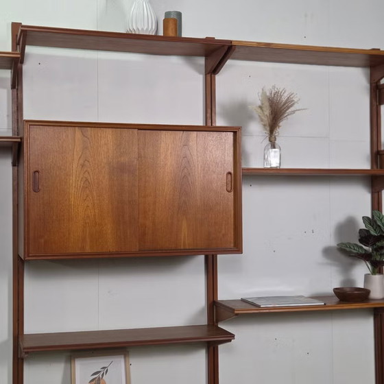 Vintage 60s Danish Teak Modular Wall System Mid Century, Wall cabinet, Wood, Brown, Mid Century Modern (photo 6 of 24)