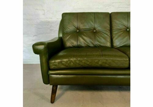 Image 1 of Canapé lounge vintage danois Svend Skipper à 3 places en cuir vert olive