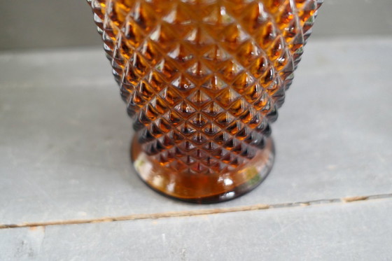 Image 1 of Vintage amber persglas hobnail vaas
