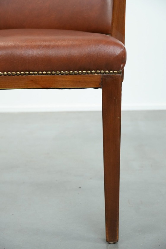 Image 1 of Vintage Scandinavische houten en rundleren bijzet/bureau/stoel uit de jaren ´60/ 70