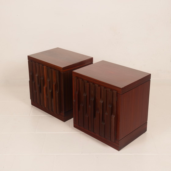 Luciano Frigerio Brutaliste Bois de Padouk Gaetano Tables de nuit pour Frigerio di Desio – Wood (photo 15 of 23)