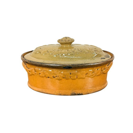 Casseruola antica francese in terracotta con coperchio, Accessori da cucina, Ceramica, Marrone, Vintage (foto 7 di 12)