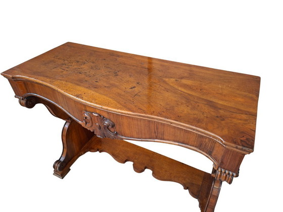 Image 1 of Edler antiker Konsolentisch aus Nussbaumholz – Karl-X.-Zeit (um 1825)