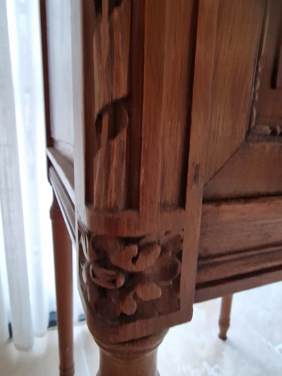 Image 1 of Antique French Louis XVI Bedside Cabinet with Marble Top – Circa 1900 Vintage