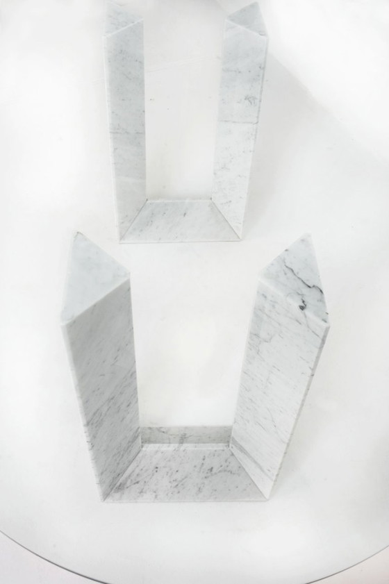Tisch aus Carrara-Marmor und Glas. Modell „Diapason“ von Cattelan Italia. 90er Jahre. – Esstische, Marble (photo 15 of 15)