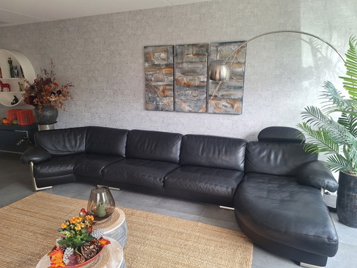 Artaova Black Leather Sofa with Corner and Chaise Longue – Artanova, modulaire banken (photo 2 of 15)