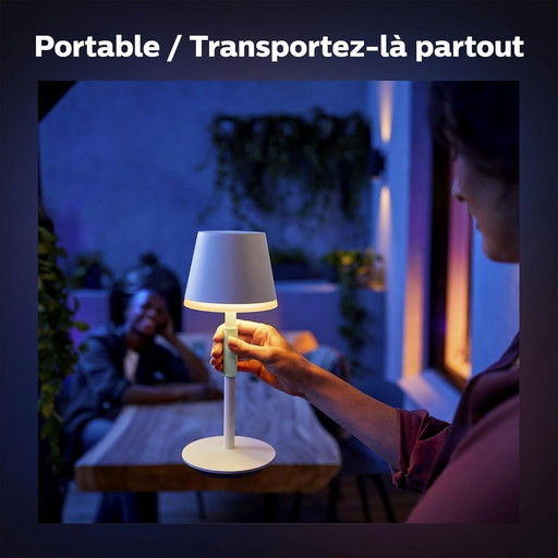 Philips White and Color Ambiance, lampe à poser portable Hue Go Portable, compatible Bluetooth, 370 lm, 16 millions de couleurs