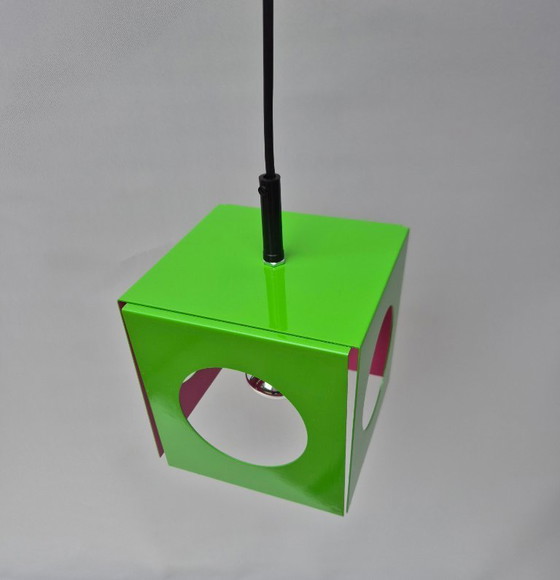 Image 1 of Cubos de la era espacial: lámpara de mesa y lámpara colgante - década de 1980