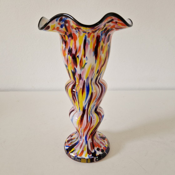 Image 1 of Murano Antique art deco glass vase Spatter glass