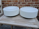 2 Vintage Bauhaus-style ceiling lamps, matte white opaline glass shade