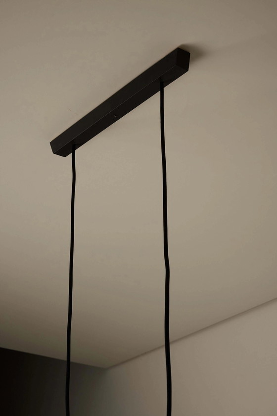 Aluminium "Cylindre IV" 4-Light Linear Pendant by Jo Hammerborg for Fog & Mørup, 1960, Ceiling lights, Wood (photo 5 of 7)