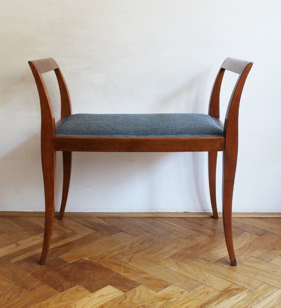Image 1 of Tabouret sculptural Art Déco à accoudoirs incurvés, vers 1920