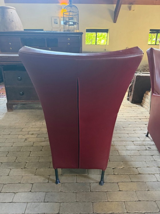 Montis Windy Armchairs – Gerard Van Den Berg – Bordeaux Red Leather (photo 4 of 12)