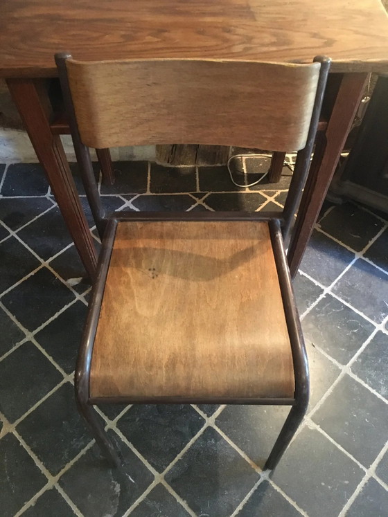 Escritorio de colegial y su silla – Madera, Metal, Vintage (photo 9 of 10)