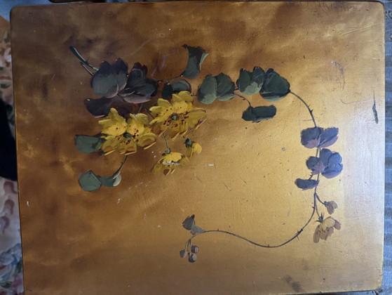 Nesting tables, 4 tables, floral painting, Vernis Martin, circa 1890, Art Nouveau – Side tables, Wood (photo 5 of 6)