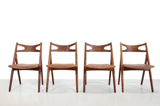 Satz von 4 Eichenholzstühlen, Modell Hans Wegner Sawbuck CH29, hergestellt von Carl Hansen and Son (photo 7 of 7)