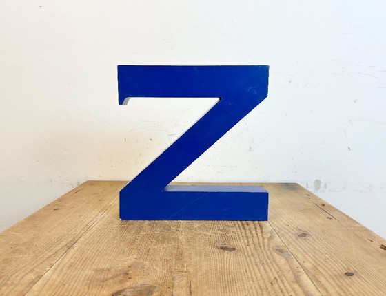 Image 1 of Vintage Blue Iron Facade Letter Z, 1970s