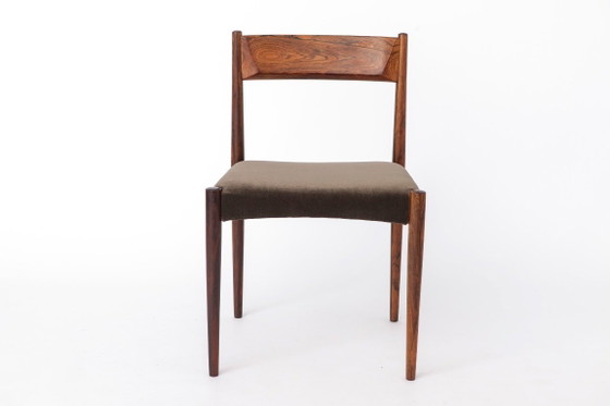 Image 1 of Set of 3 Vintage Rosewood Dining Chairs, 1960s Mid Century Modern Chairs, Restored Wooden Chairs, Upholstered Seats