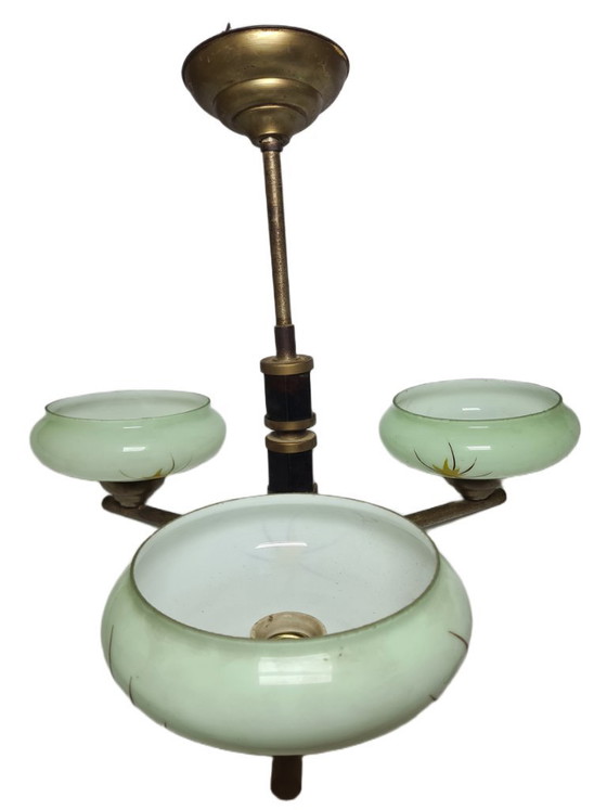 Bakelieten kroonluchter in art-decostijl, Polen, jaren 1950 – Glass, Metal (photo 11 of 14)