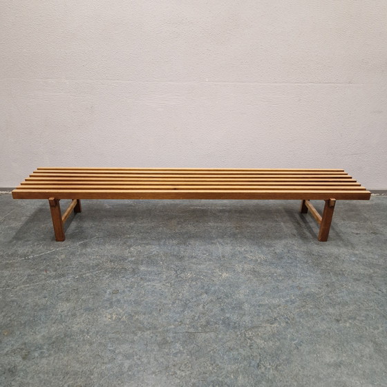 Image 1 of Banc à lattes en teck design des années 70