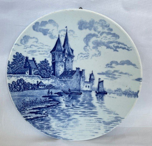 Beautiful Porcelain Vase And Wall Plate With Landscape Decor