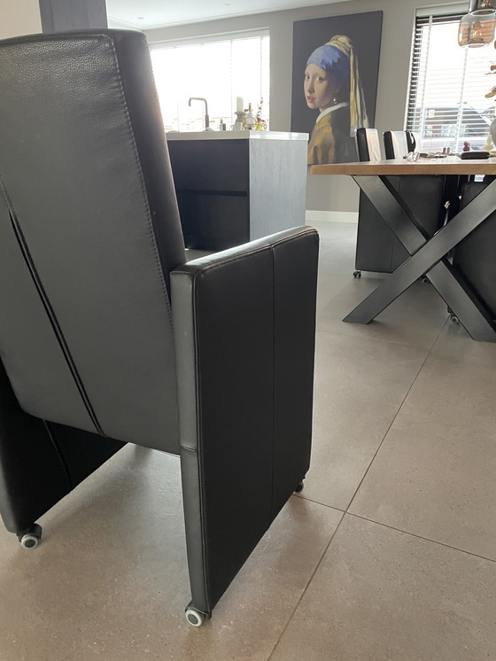 Image 1 of 10 x Framati black leather dining chairs Framati