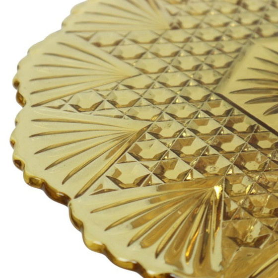Image 1 of Art Deco Amber Taartplateau