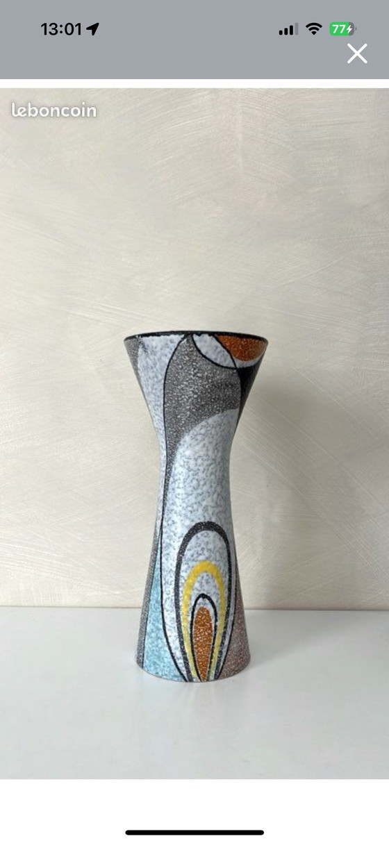 Image 1 of Rumba vase by Flora Gouda, Holland, 1950s, vintage modernist ceramic