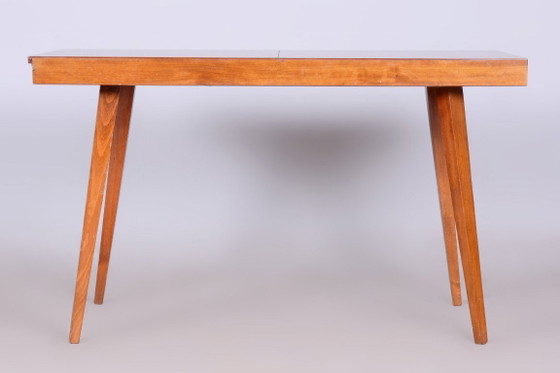 Original 20. Century Folding Table, Beech, Mahogany Veneer, Czech, 1960s – Dining tables, Wood (photo 4 of 15)