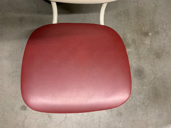 Vintage Dining chair red/white with tubular frame – Skai, Metal (photo 4 of 9)
