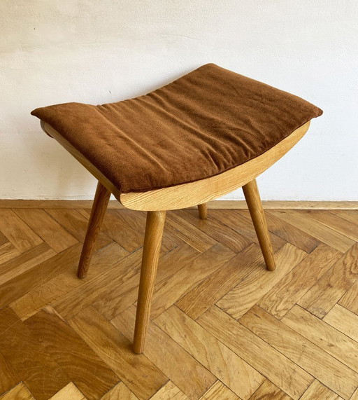 1970's Mid-Century Modern Stool with New Upholstery