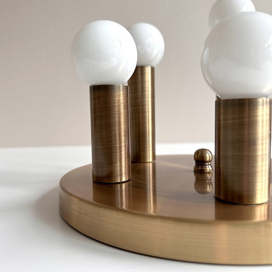 Image 1 of Lampe de plafond vintage Sölken Luminaires Flush Mount Laiton Brossé Mat 5-flamme Hollywood Regency