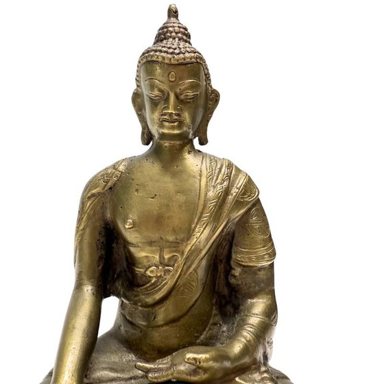 Chinese Bronzen Boeddhabeeld met Shou Symbolen – Late Qing Periode – Kavel 458 – Beeldhouwkunst (photo 9 of 12)