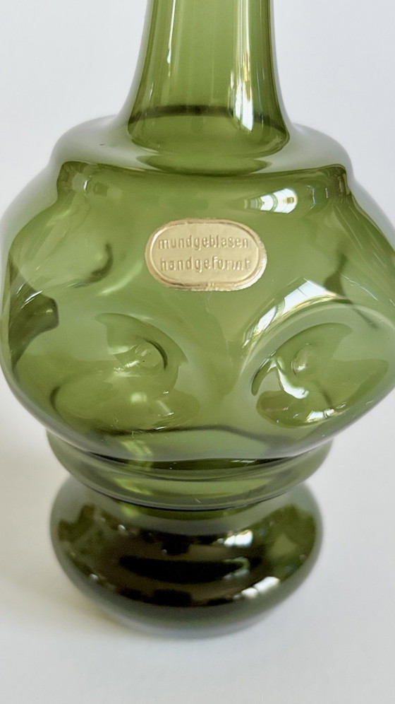 Elegante Mid-Century Glaskunst Knotsvaas – Mondgeblazen met Origineel Etiket (Lauscha ca. 1960/1970) – Vazen (photo 3 of 6)