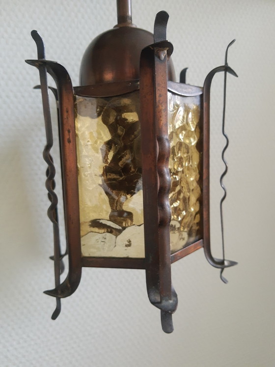 Image 1 of Art Deco Amsterdam School pagoda style pendant lamp, 20s-30s