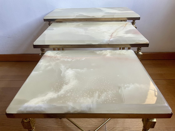 Image 1 of Vintage neoclassicistische set bijzettafels