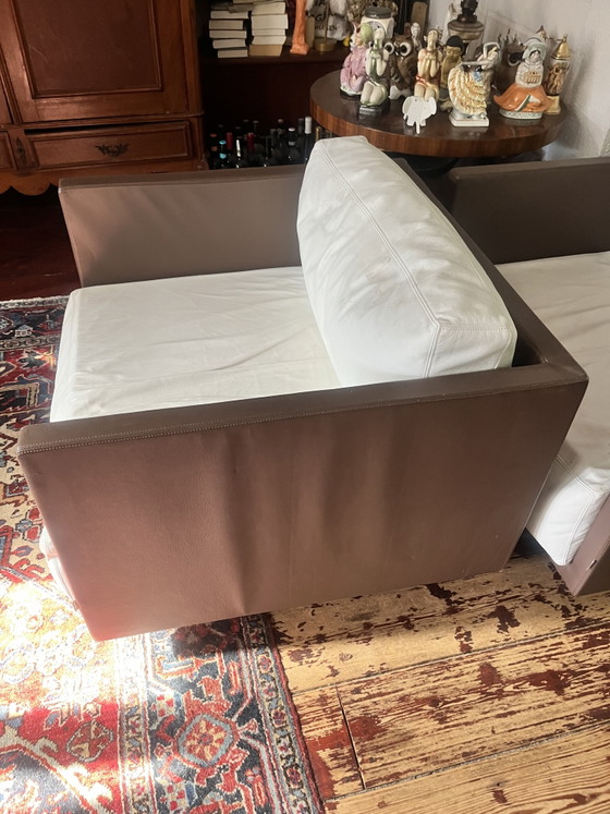 Image 1 of Fauteuil Felicerossi en cuir robuste marron/blanc
