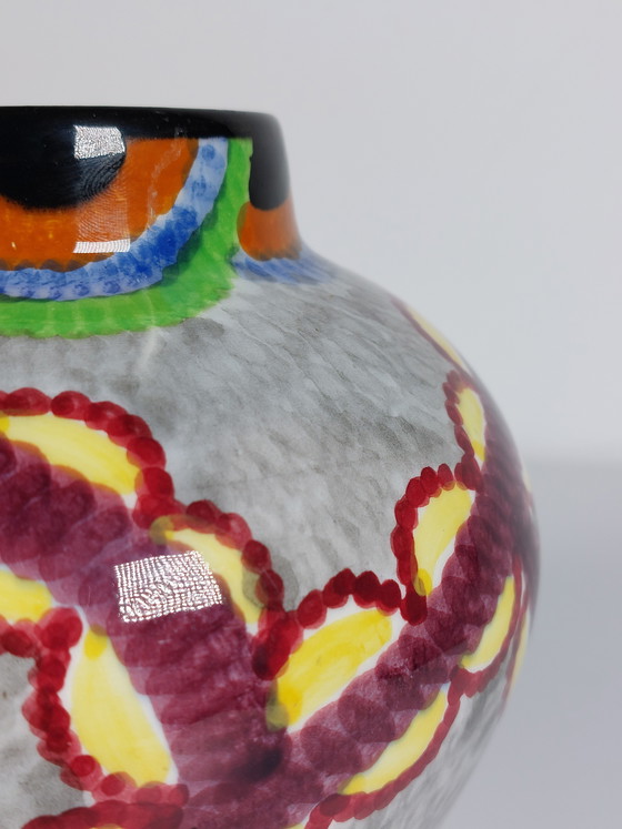 Image 1 of Hand-painted Art Deco Schramberg Eva Stricker Zeisel vase tapestry