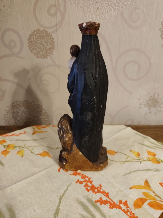 vintage maagd maria met Christus beeldje, Beeldhouwkunst, Anders, Zwart (foto 5 van 7)