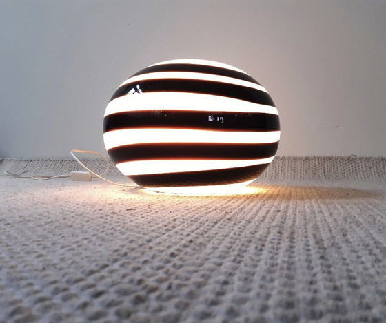 Image 1 of Grote ILU di Vetro glazen tafellamp / vloerlamp, model Zebra zwart-wit glas, Italiaans glas Nederlands design