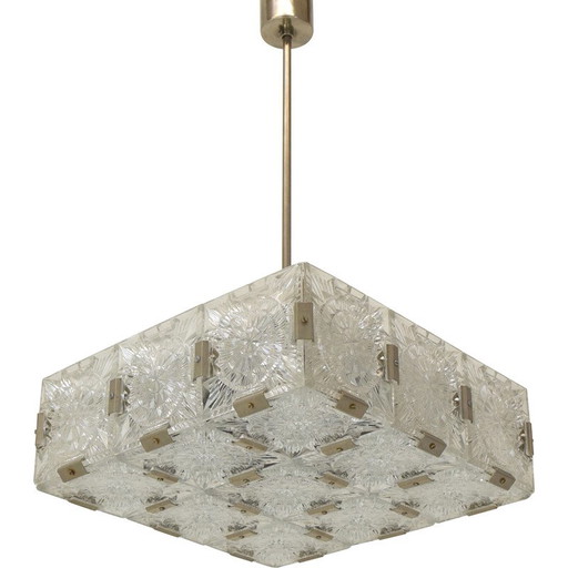 Mid Century Glas-Hängeleuchte von Kamenicky Senov, Tschechoslowakei 1960er Jahre