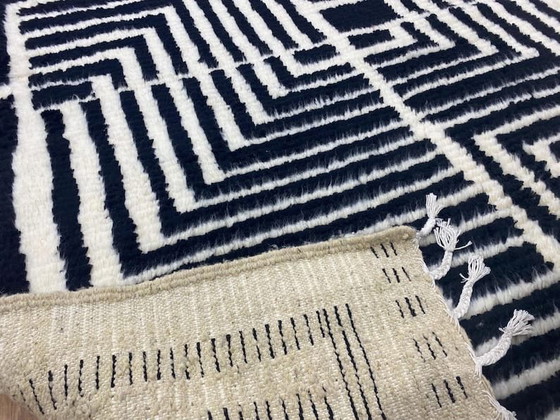 Traditioneel handgeweven Berberkleed, zwart-wit, maat 3/3 meter – Accupunto, Vloerkleden en tapijten, Wool (photo 4 of 9)