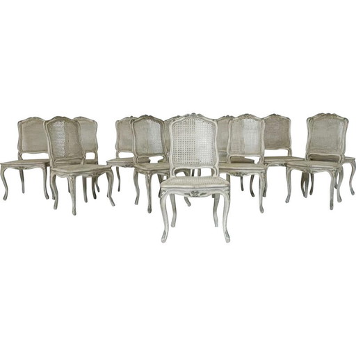 Set of 12 vintage cane chairs, Belgium 2000