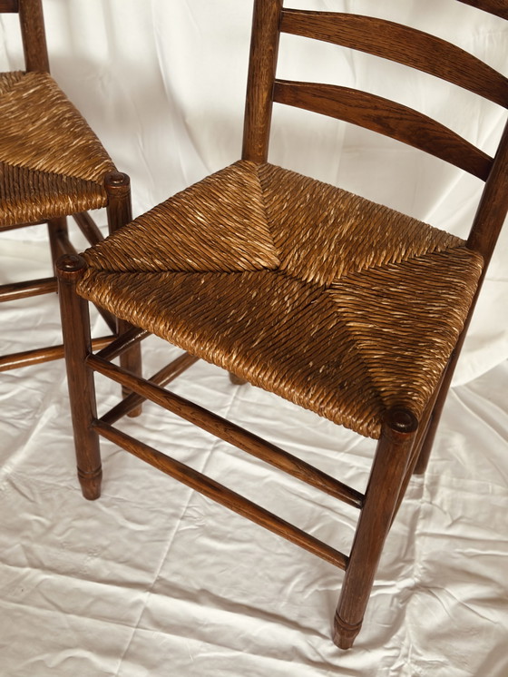 Image 1 of 2 wicker dining chairs wood vintage Japandi Wabi Sabi