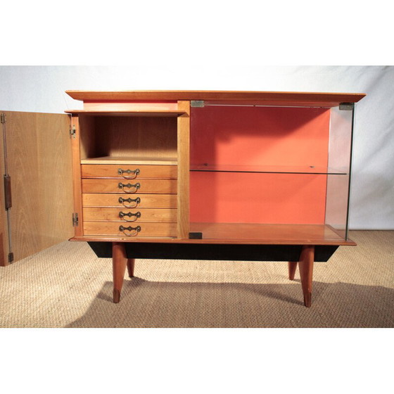 Image 1 of Little storage in cherrywood and glass - 1950s